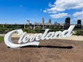 Cleveland script sign with scenic backdrop